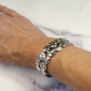 Lia Sophia Silver Tone Hammered Stretch Bracelet